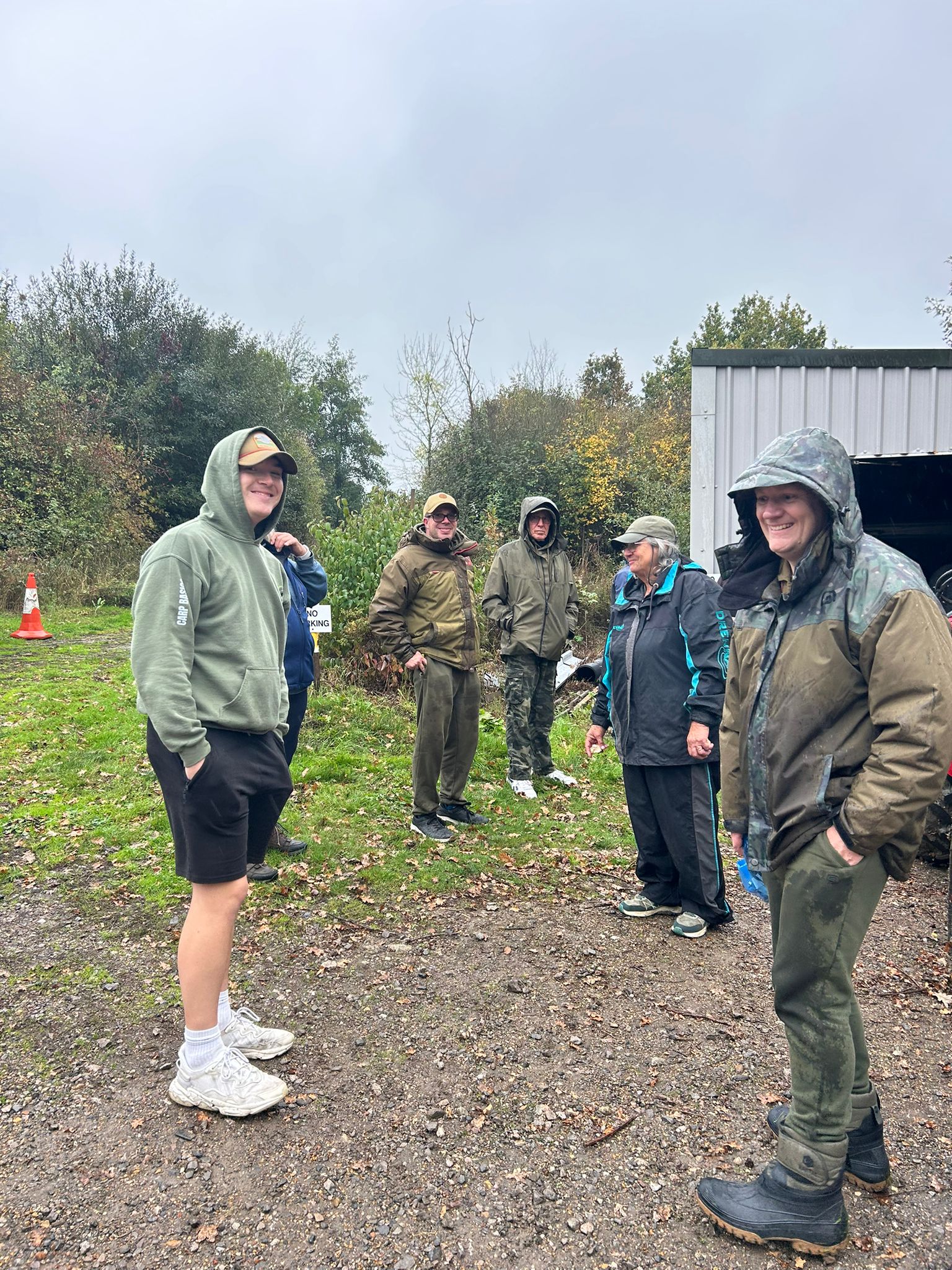Ashford Angling Society group ready to fish at Moorhen lake one of the Surrenden Lakes
